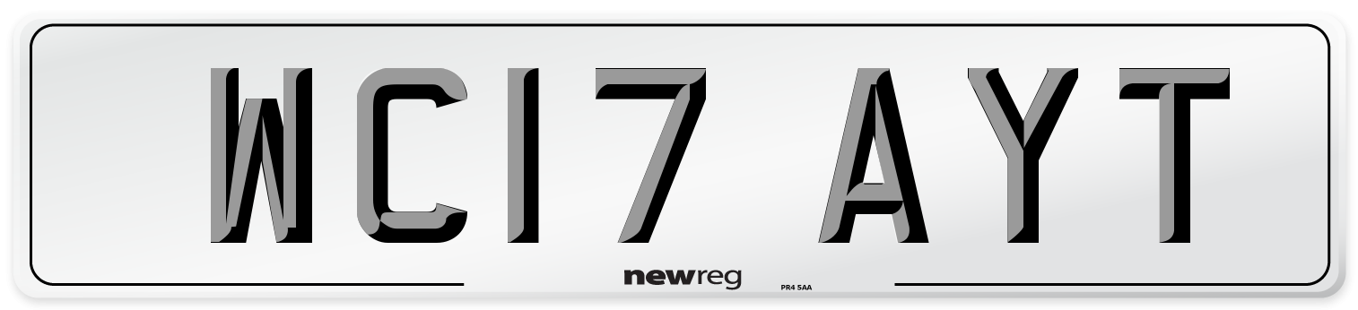 WC17 AYT Number Plate from New Reg